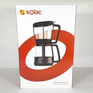 SOLAC SMD-277E SIPHON BREWER 3-in-1 VACUUM COFFEE MAKER, TEA & WATER BOILER! BN